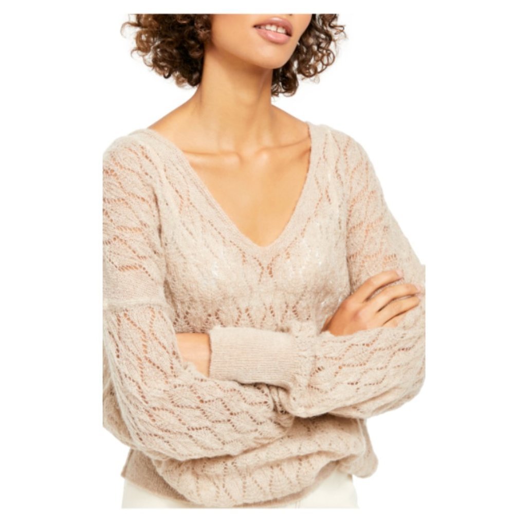 Free People Say Hello V-Neck Tunic Sweater M